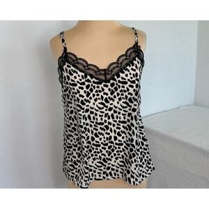 Everly Womens Leopard Print Cami Top Size Small  Lace Trimmed Y2K Indie Boho